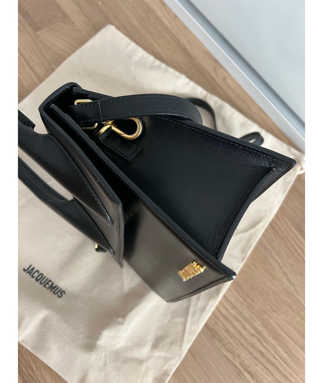 JACQUEMUS Черная кожаная сумка через плечо, фото 3
