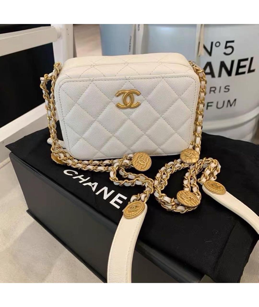 CHANEL Белая кожаная сумка через плечо, фото 9