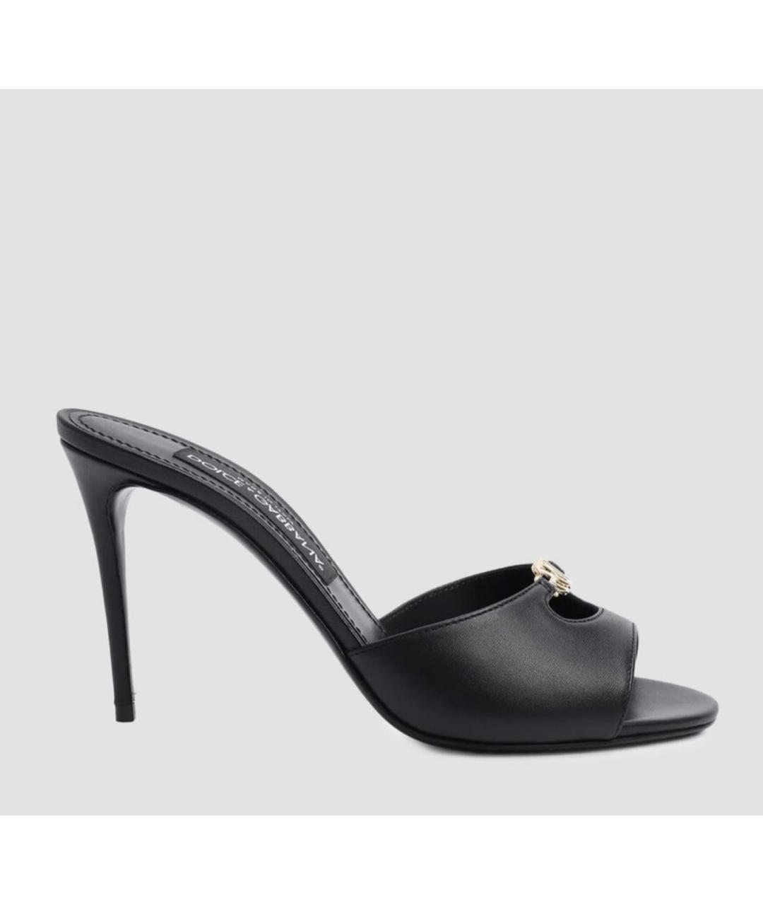 DOLCE&GABBANA Черные кожаные мюли, фото 2