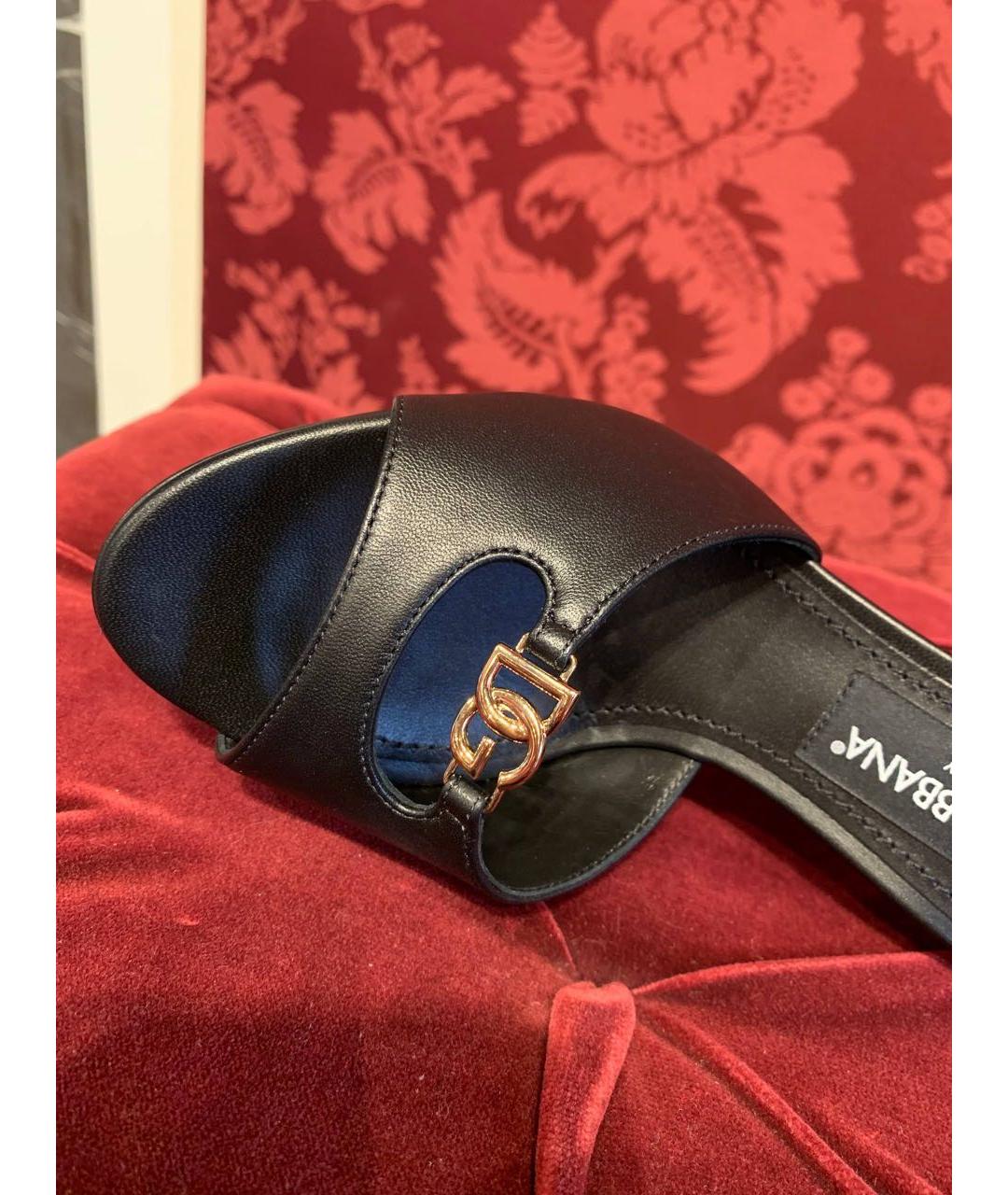 DOLCE&GABBANA Черные кожаные мюли, фото 4