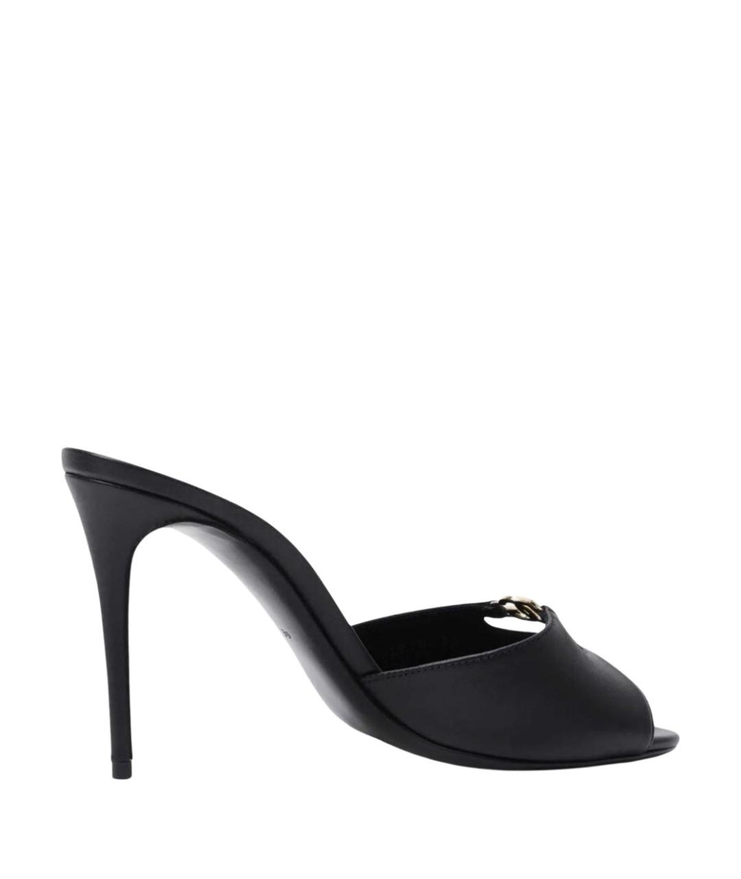 DOLCE&GABBANA Черные кожаные мюли, фото 1