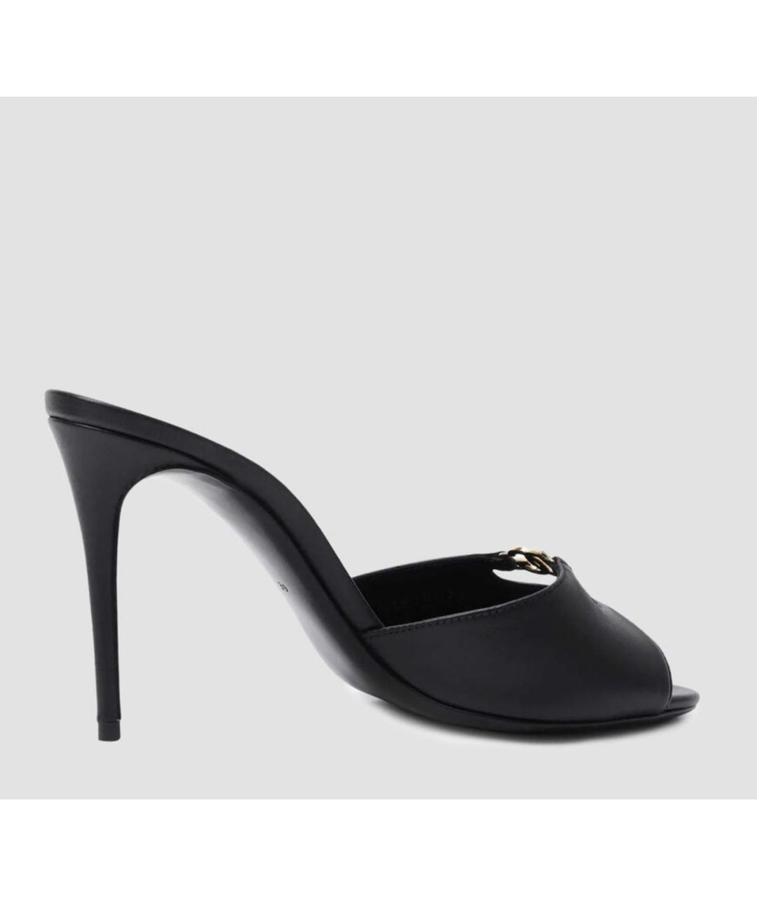 DOLCE&GABBANA Черные кожаные мюли, фото 3