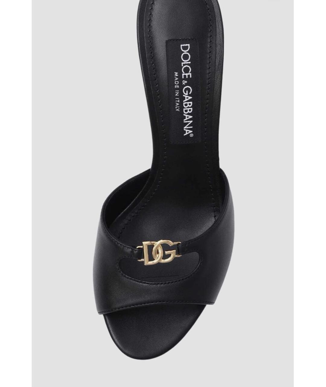 DOLCE&GABBANA Черные кожаные мюли, фото 4