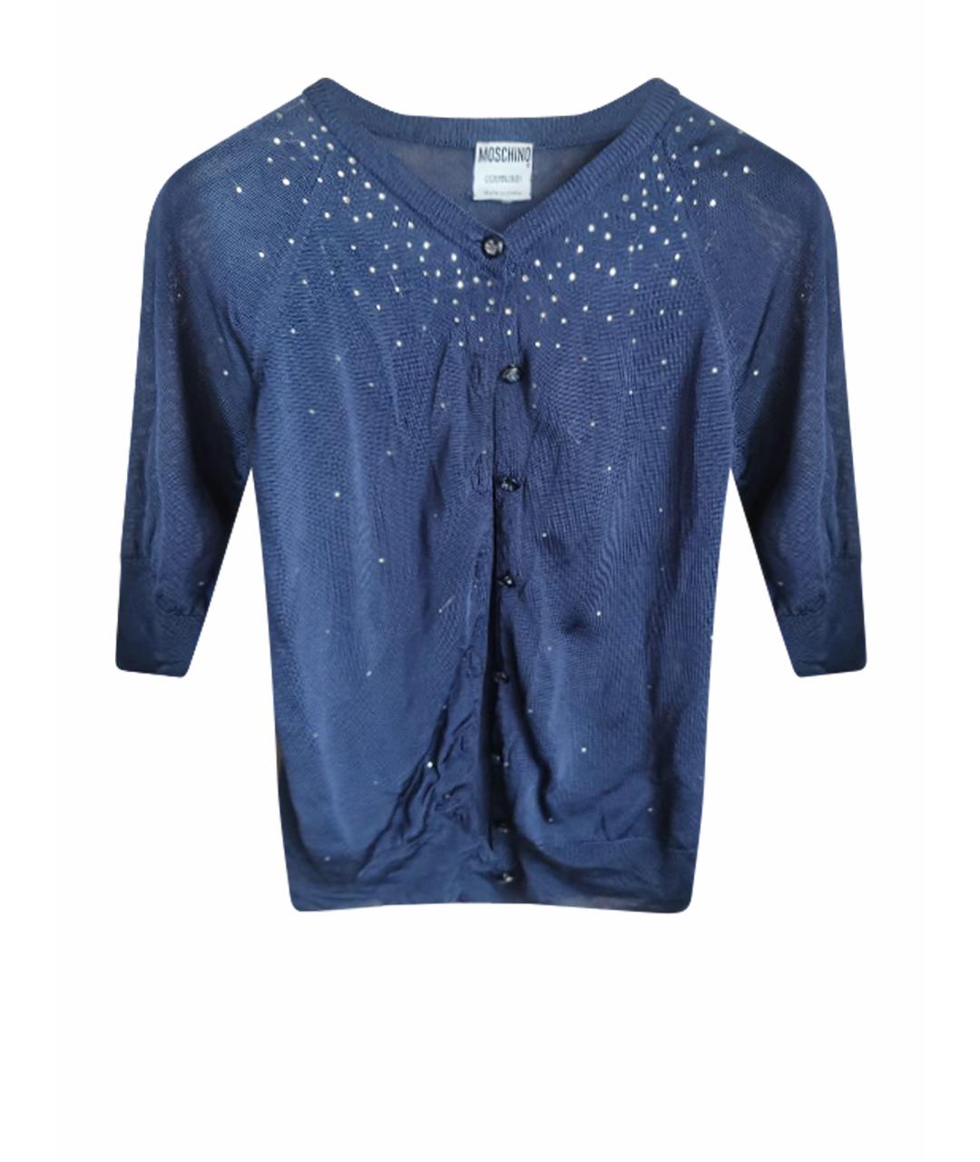 MOSCHINO Темно-синий полиэстеровый джемпер / свитер, фото 1