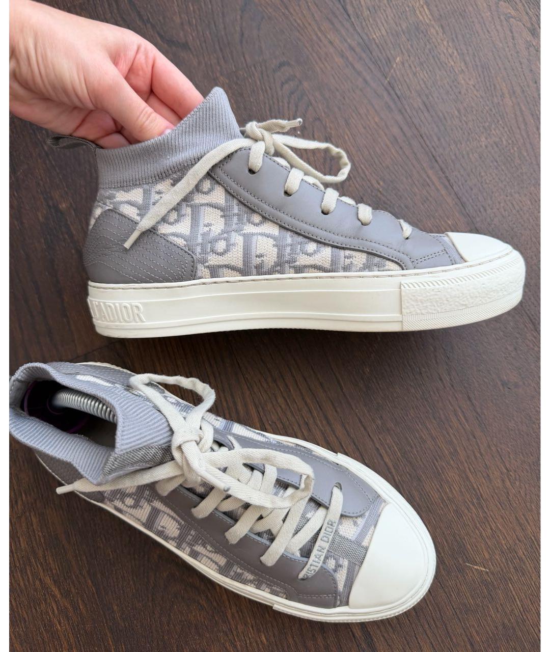 CHRISTIAN DIOR Серые кожаные кеды, фото 3
