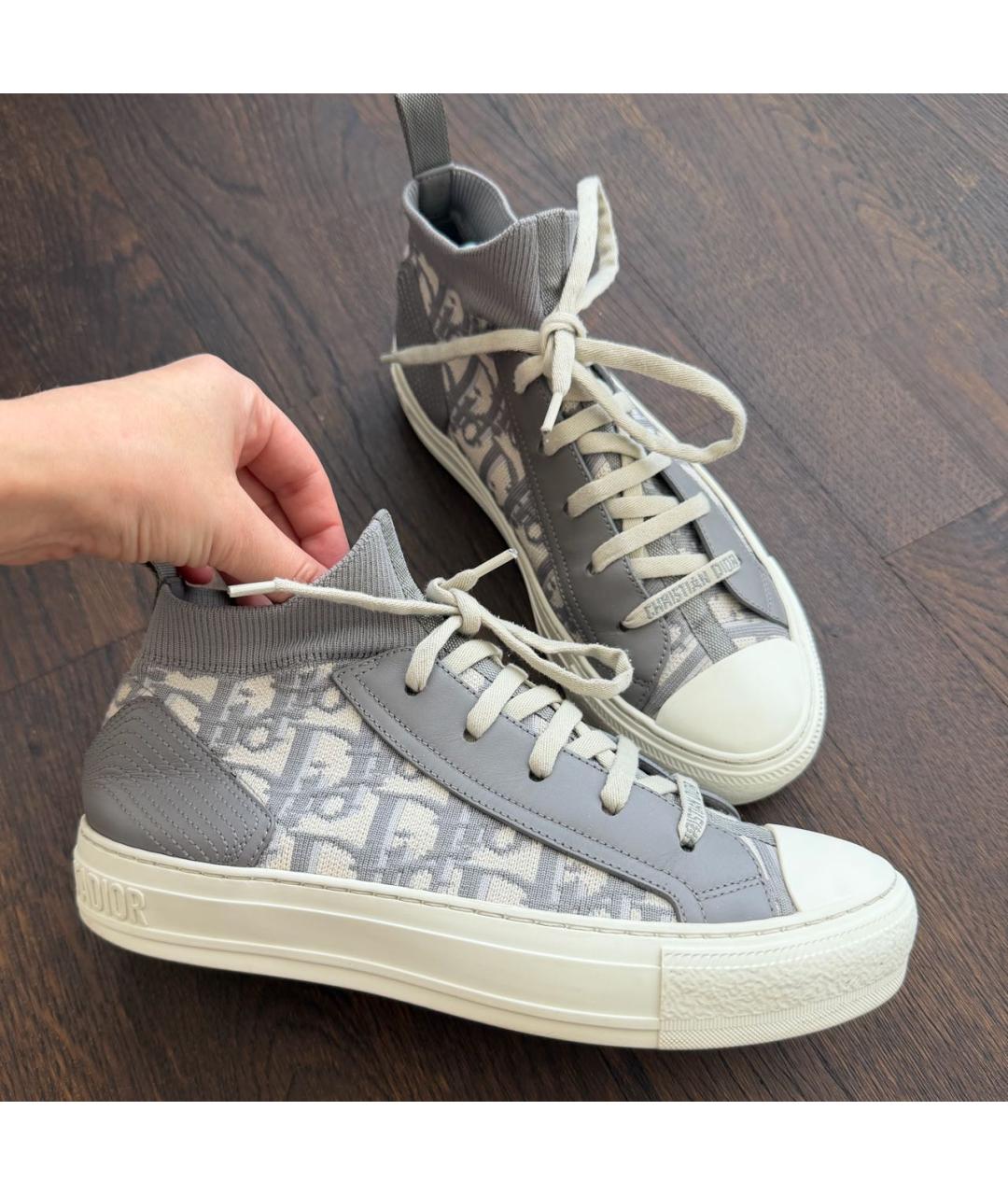 CHRISTIAN DIOR Серые кожаные кеды, фото 2