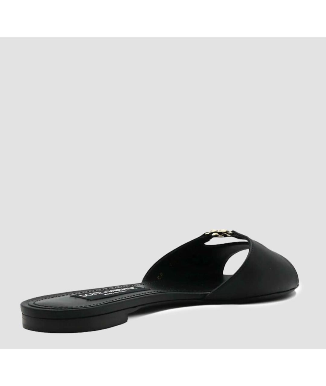 DOLCE&GABBANA Черные кожаные шлепанцы, фото 3