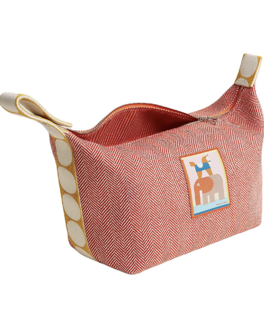 HERMES Оранжевая хлопковая косметичка, фото 2