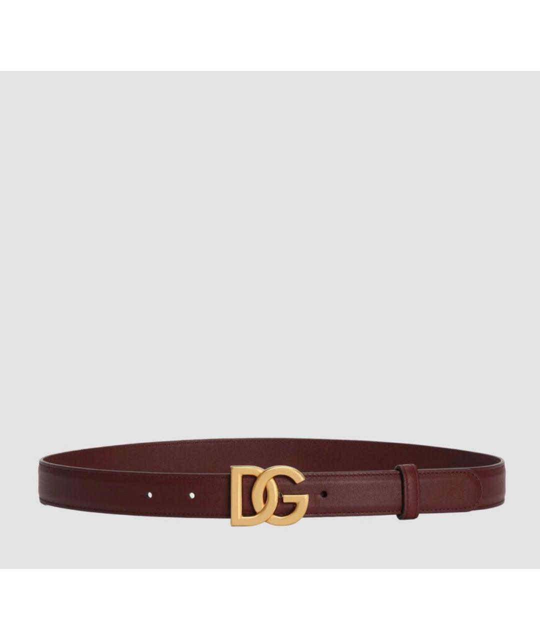 DOLCE&GABBANA Бордовый кожаный ремень, фото 4