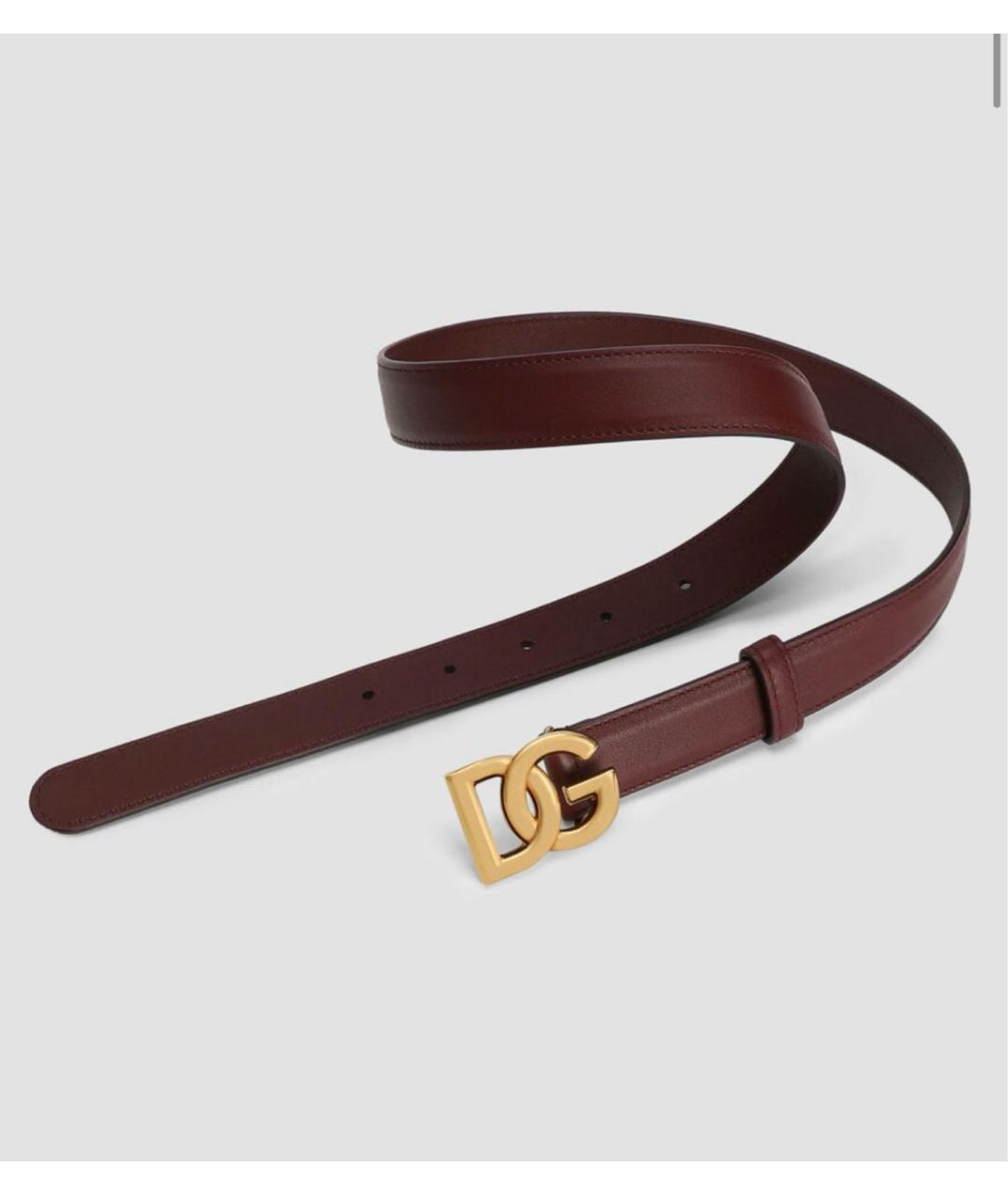 DOLCE&GABBANA Бордовый кожаный ремень, фото 2