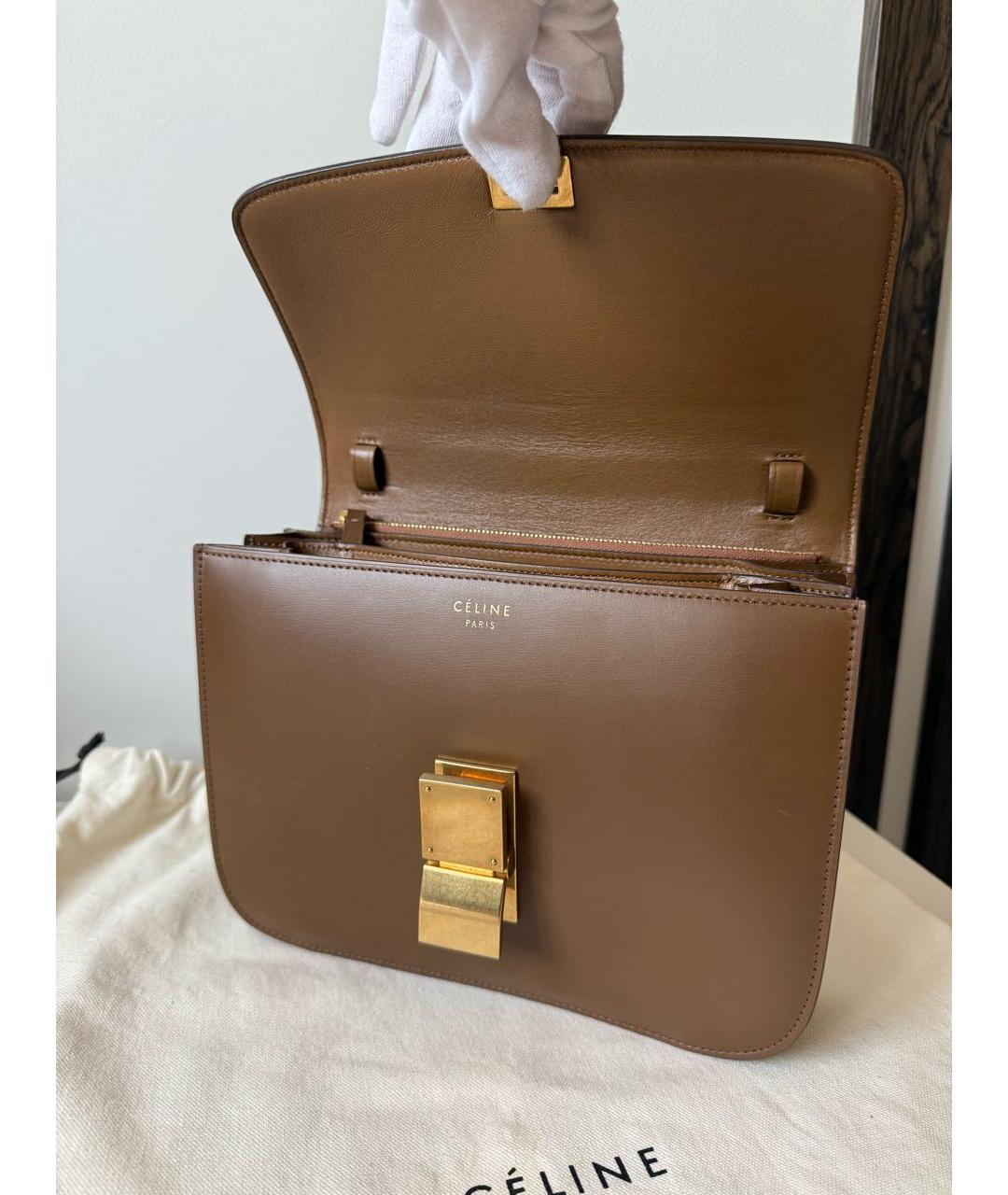 CELINE Коричневая кожаная сумка через плечо, фото 8