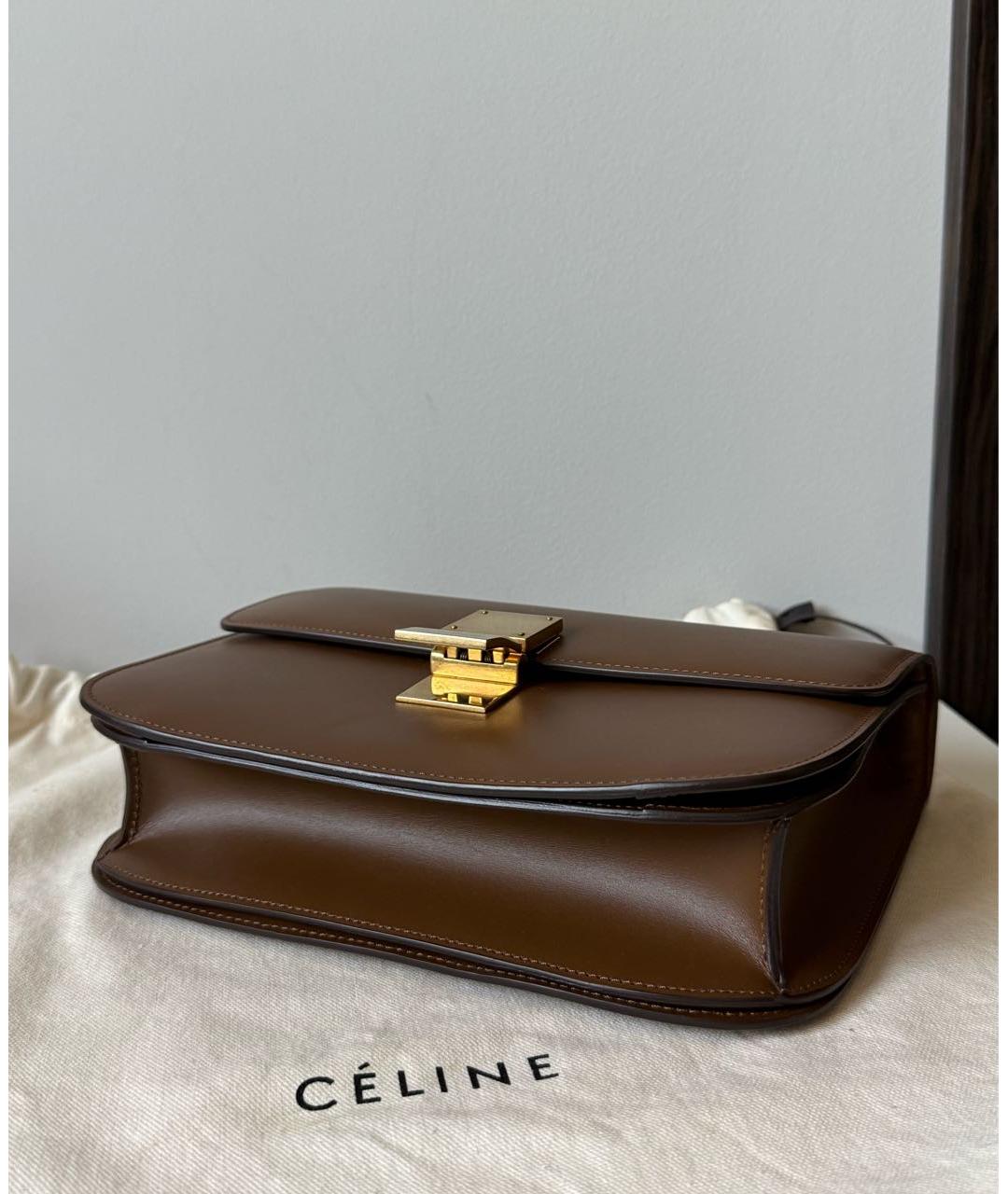 CELINE Коричневая кожаная сумка через плечо, фото 7