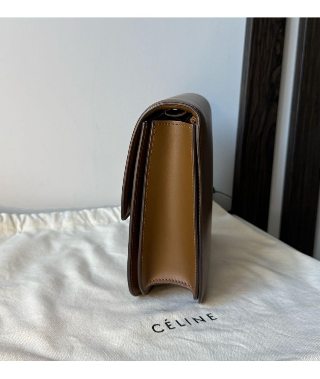 CELINE Коричневая кожаная сумка через плечо, фото 5