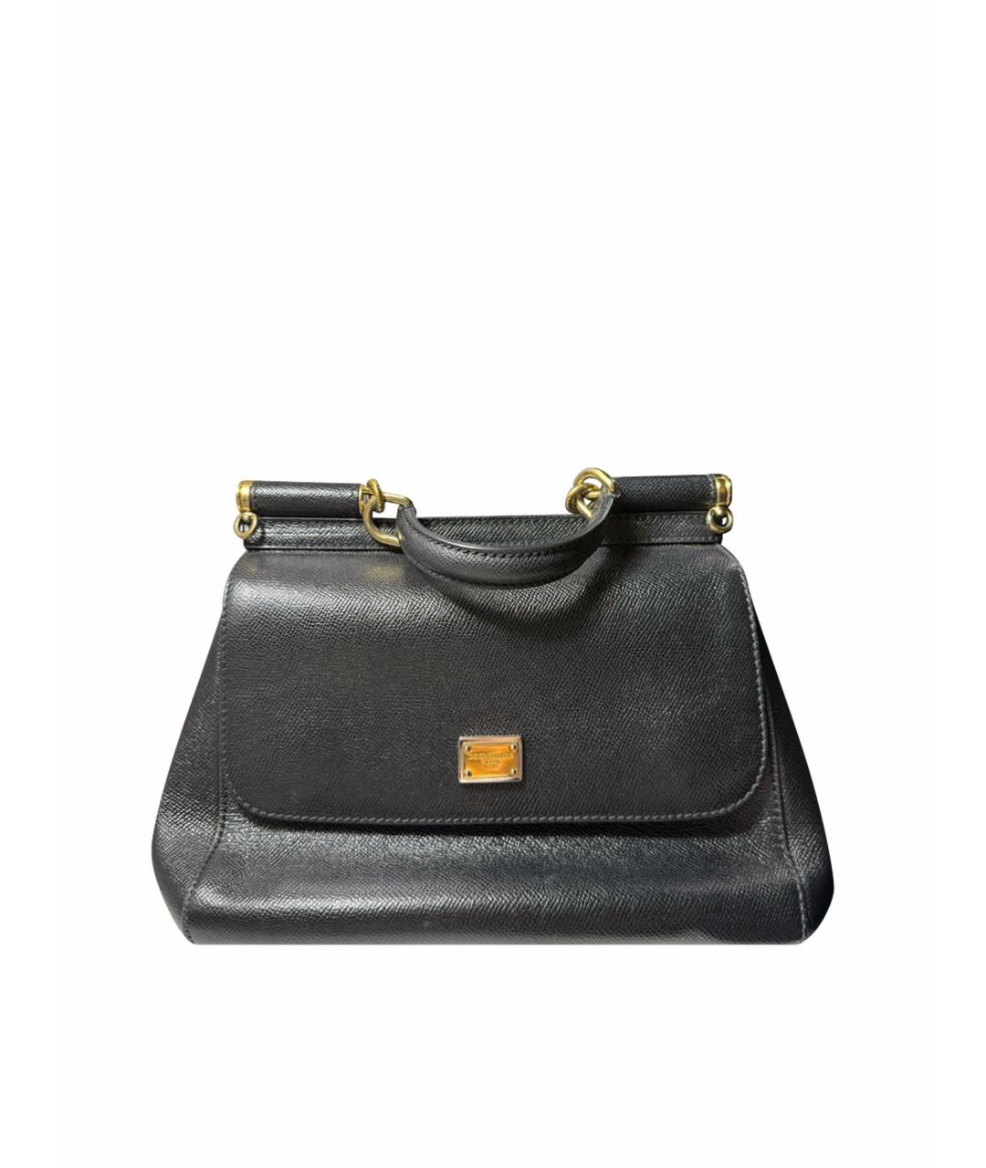 DOLCE&GABBANA Черная кожаная сумка с короткими ручками, фото 1