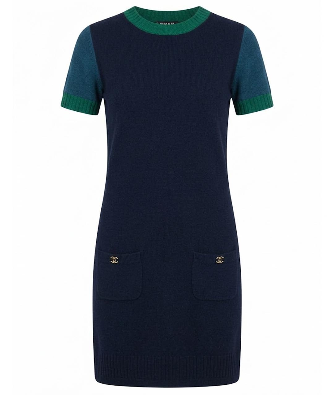 CHANEL Синее кашемировое повседневное платье, фото 1