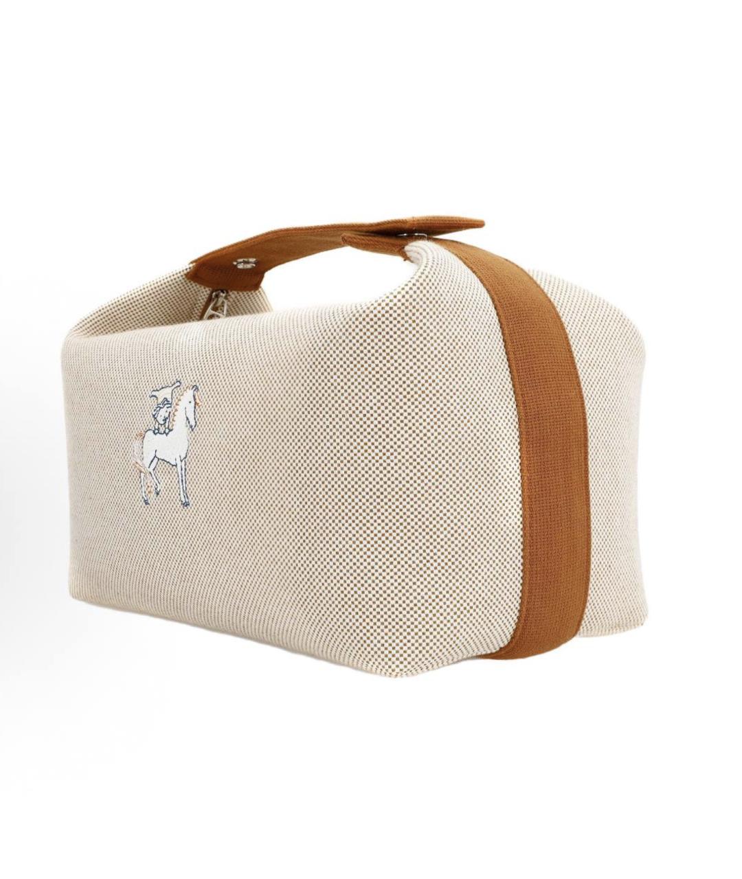 HERMES Коричневая хлопковая косметичка, фото 2