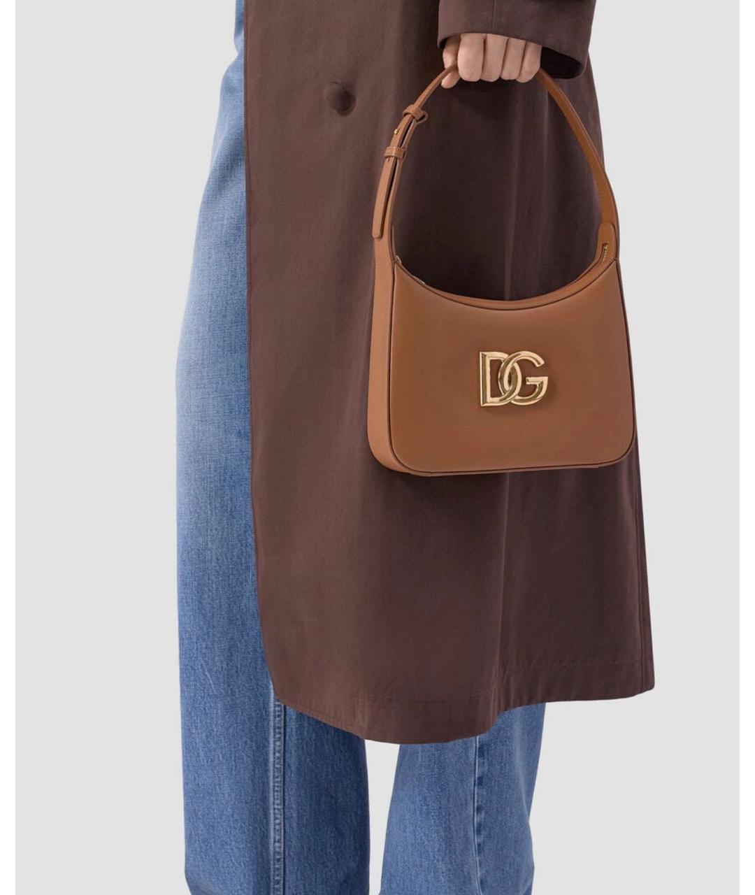 DOLCE&GABBANA Коричневая кожаная сумка с короткими ручками, фото 5