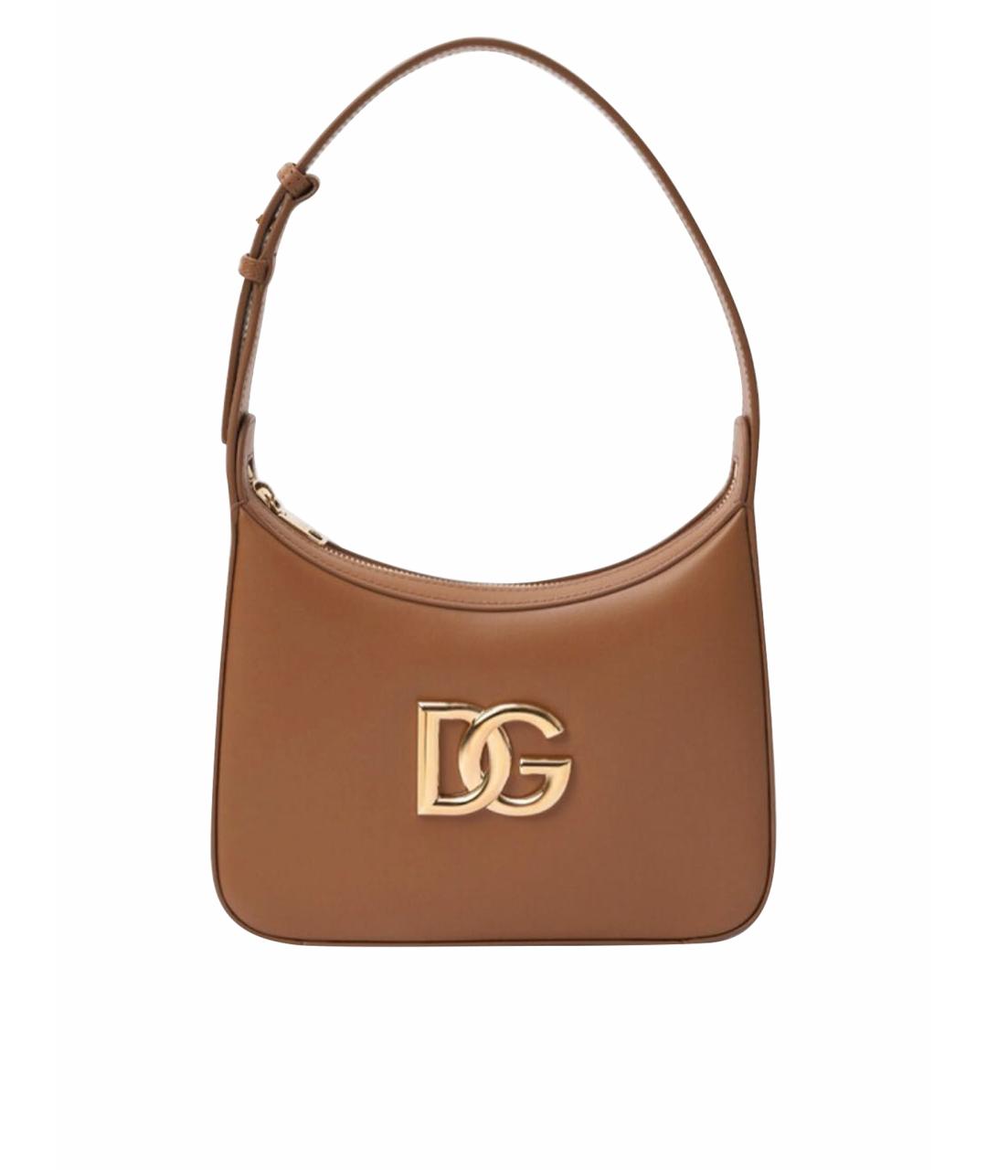 DOLCE&GABBANA Коричневая кожаная сумка с короткими ручками, фото 1