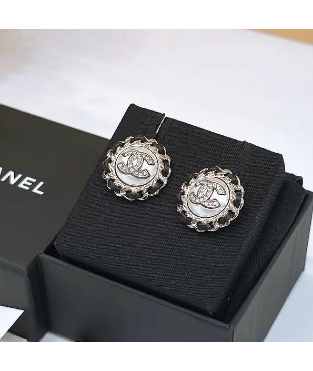 CHANEL Черные металлические серьги, фото 3