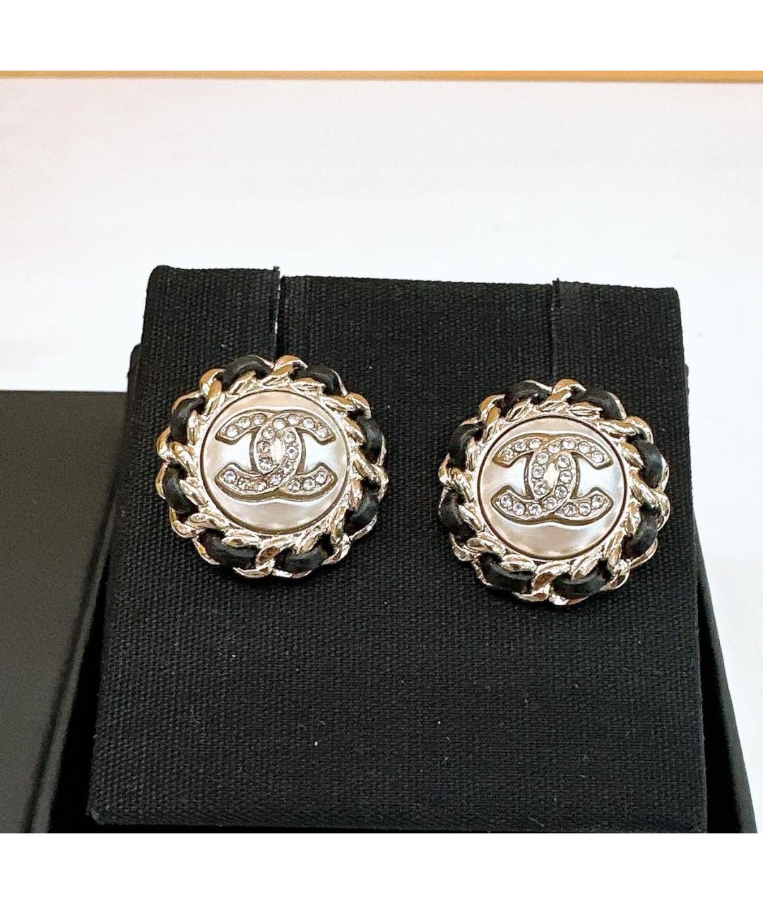 CHANEL Черные металлические серьги, фото 4