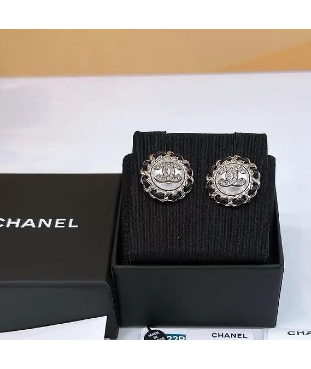 CHANEL Черные металлические серьги, фото 6