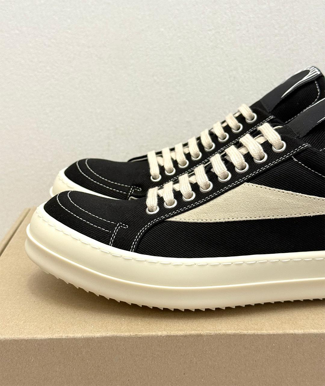 RICK OWENS DRKSHDW Черные текстильные низкие кроссовки / кеды, фото 6