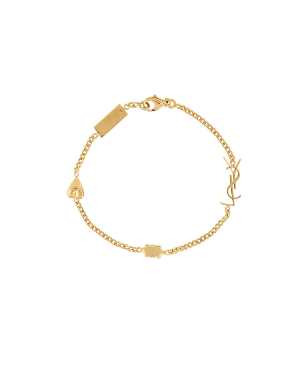 SAINT LAURENT Золотой металлический браслет, фото 2