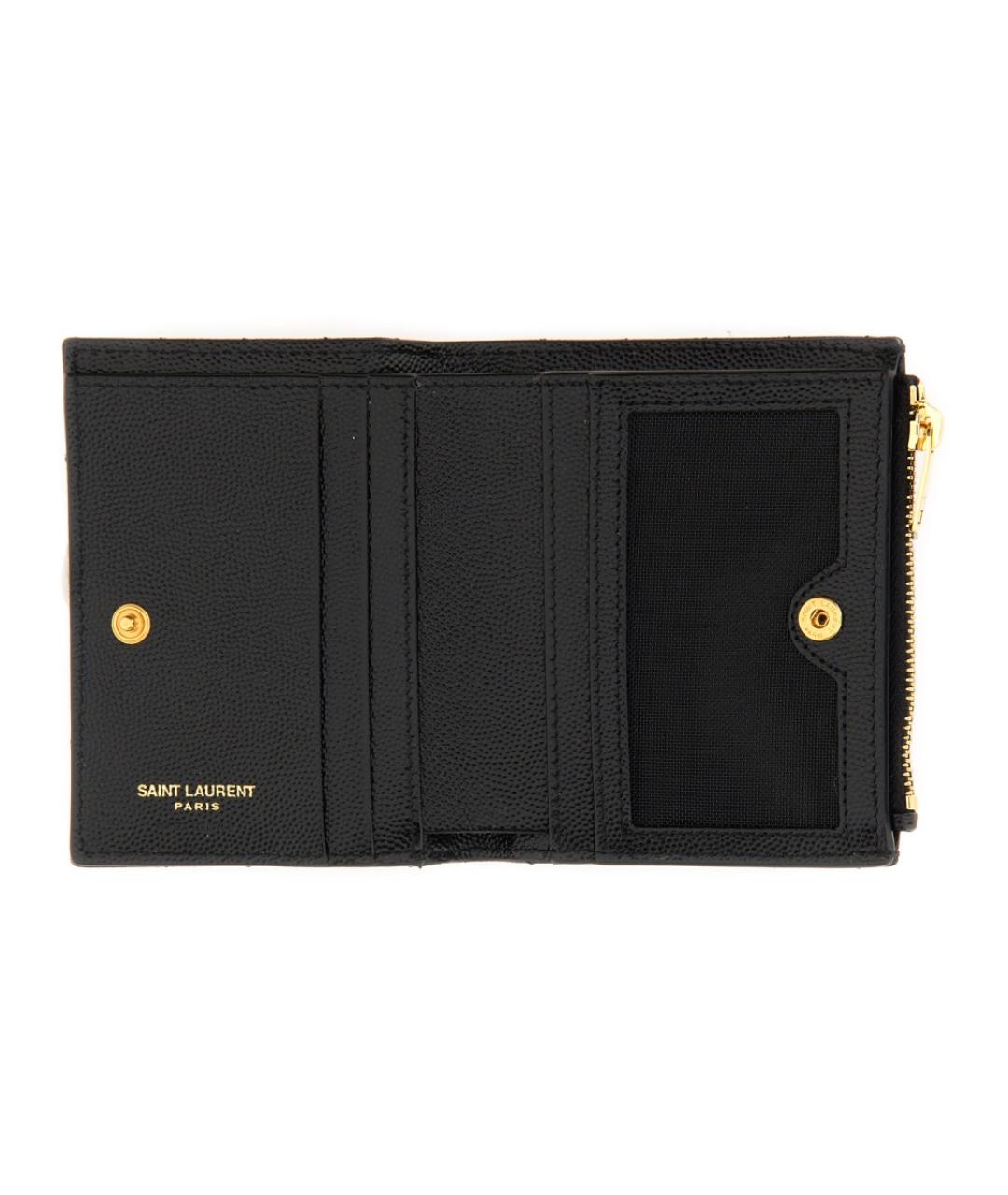 SAINT LAURENT Черный кожаный кардхолдер, фото 3