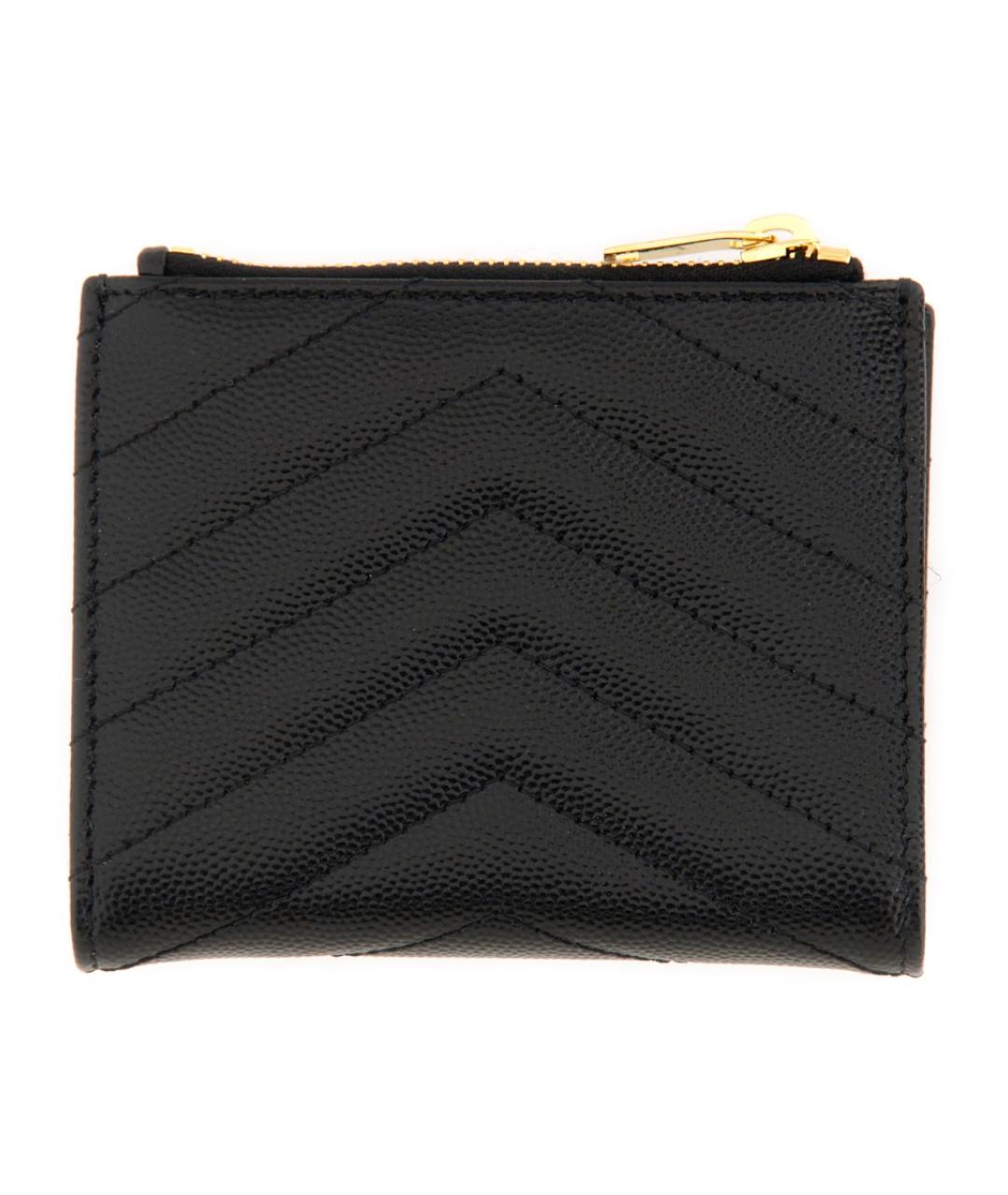 SAINT LAURENT Черный кожаный кардхолдер, фото 2