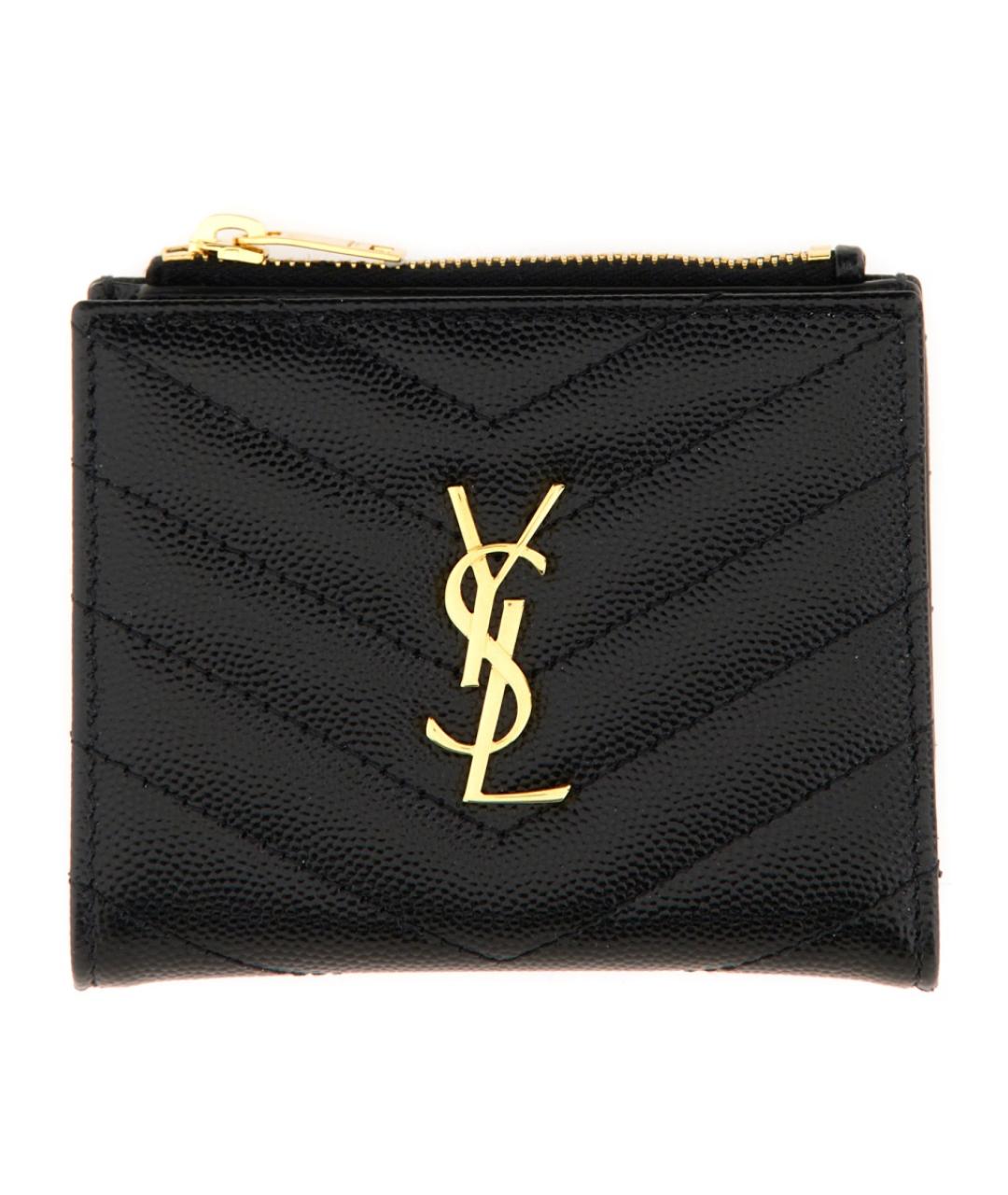 SAINT LAURENT Черный кожаный кардхолдер, фото 1