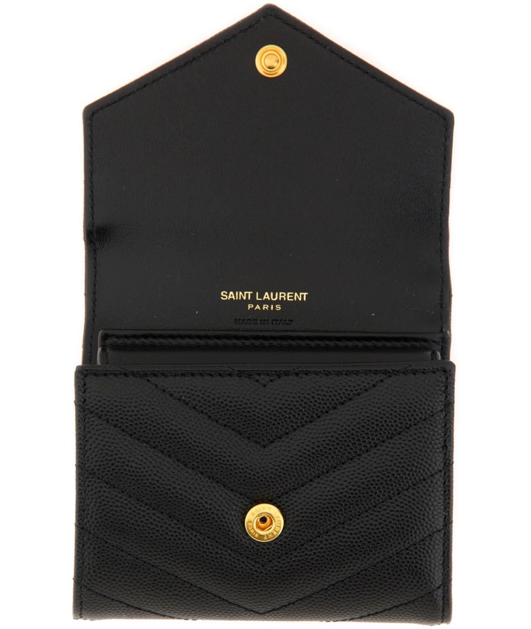 SAINT LAURENT Черный кожаный кошелек, фото 3