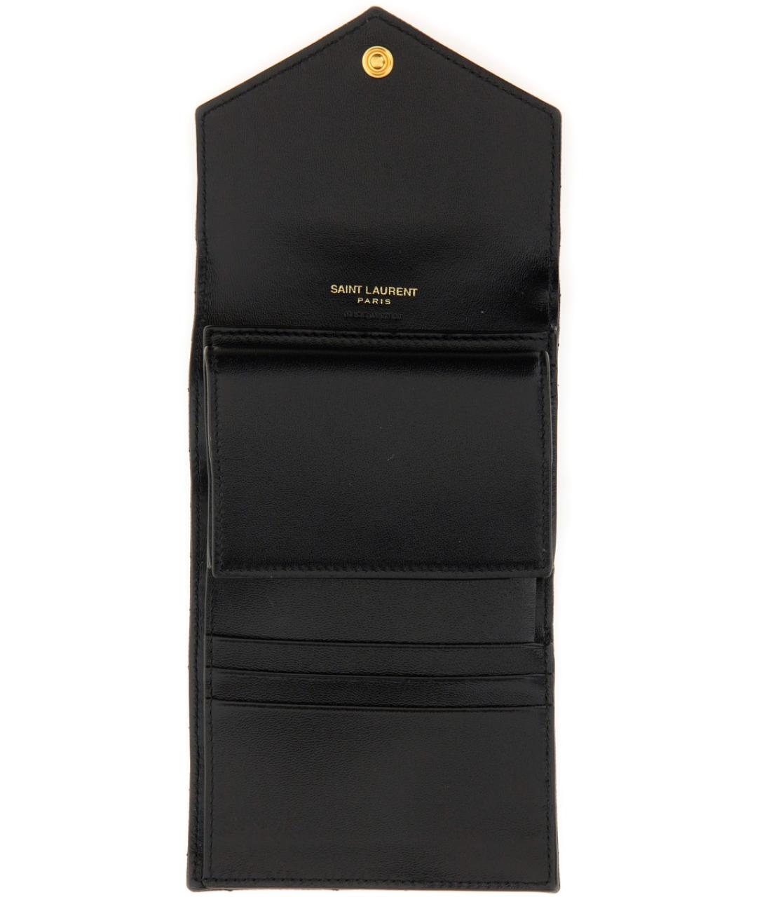 SAINT LAURENT Черный кожаный кошелек, фото 4