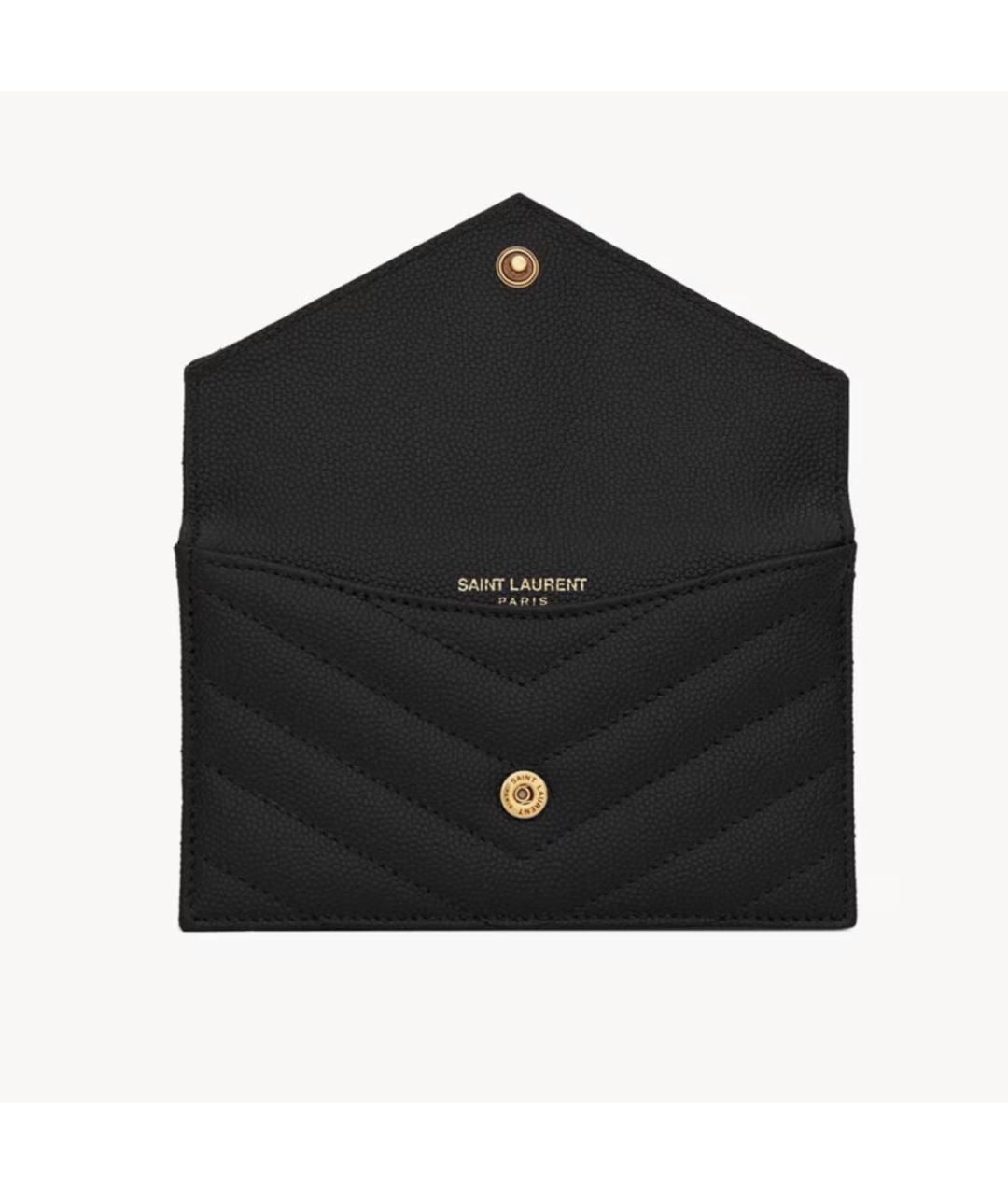 SAINT LAURENT Черный кожаный кардхолдер, фото 3