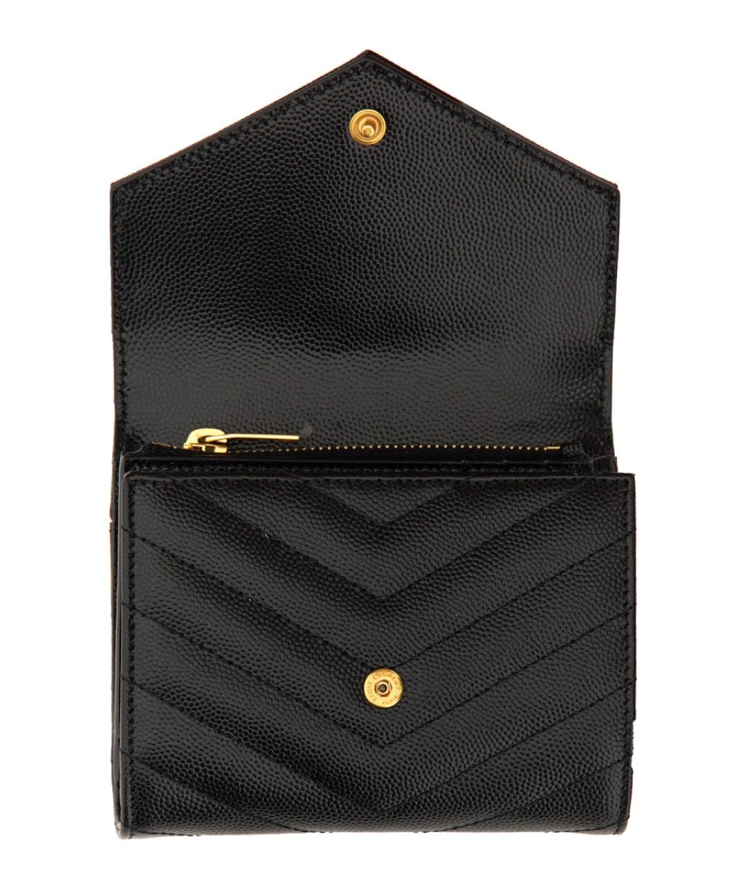 SAINT LAURENT Черный кожаный кошелек, фото 3