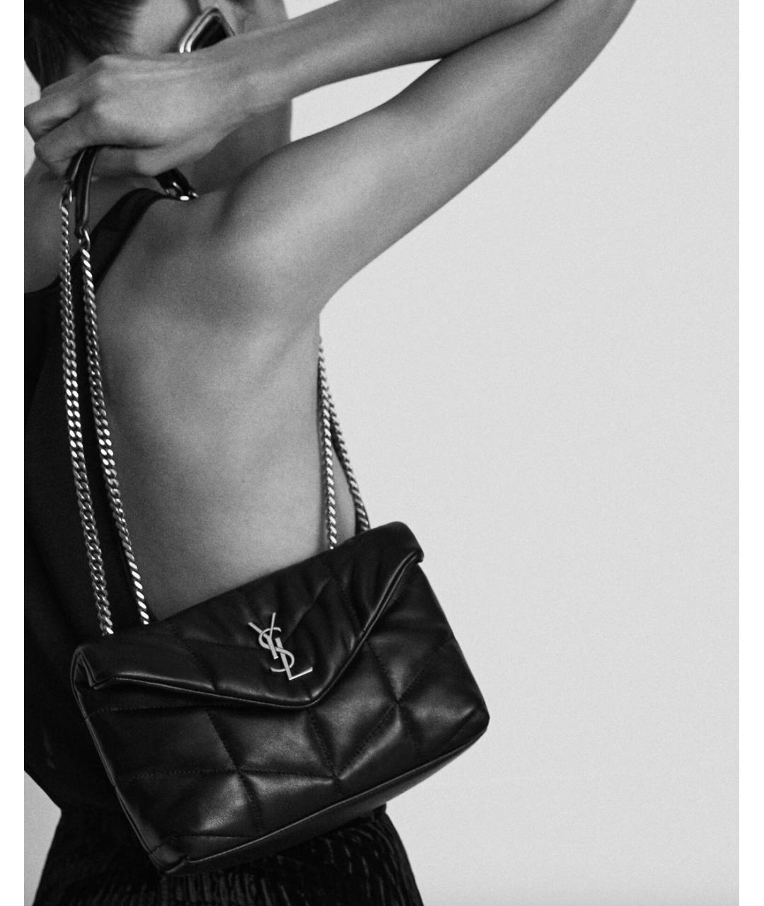 SAINT LAURENT Черная кожаная сумка через плечо, фото 5