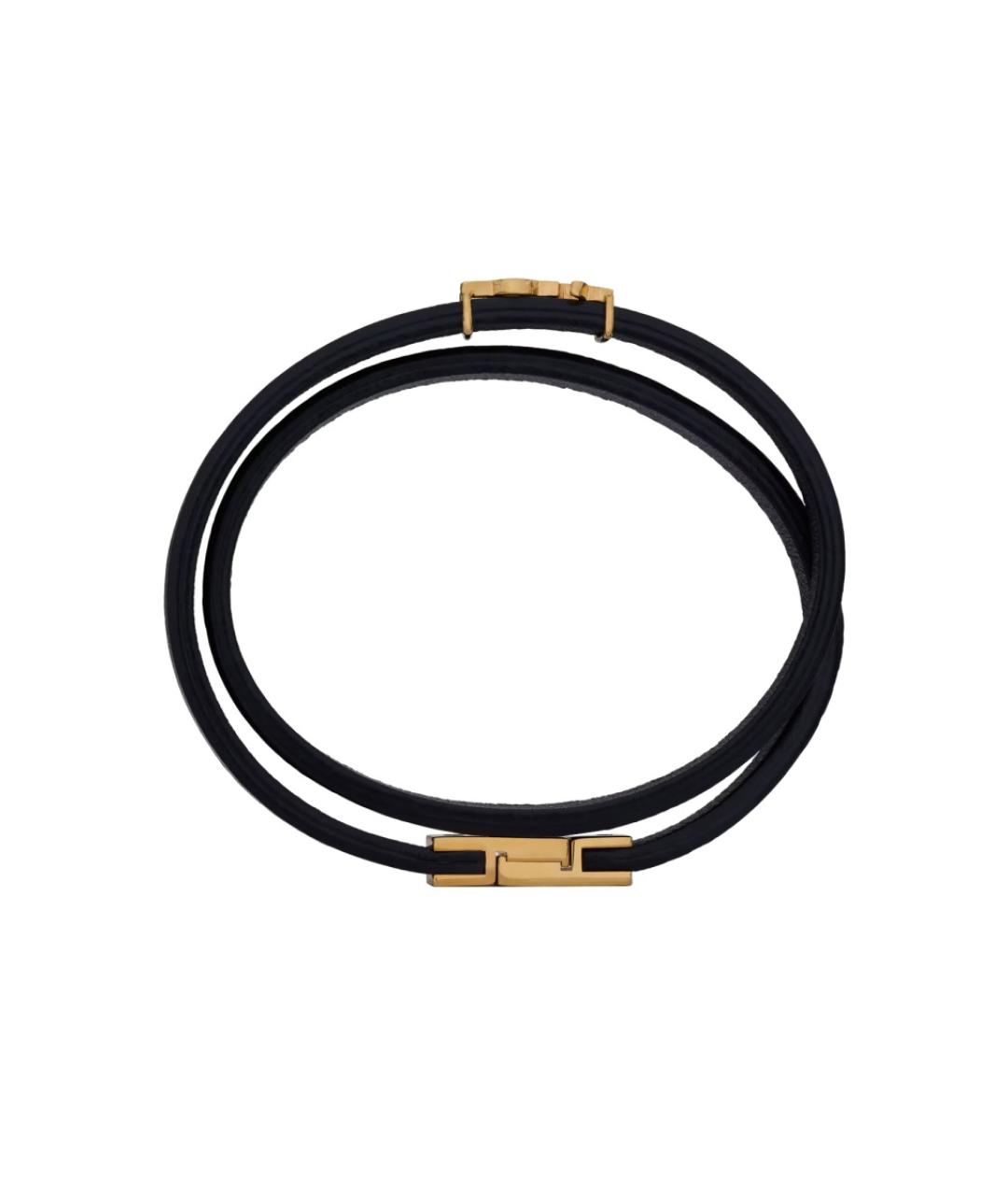 SAINT LAURENT Черный кожаный браслет, фото 3