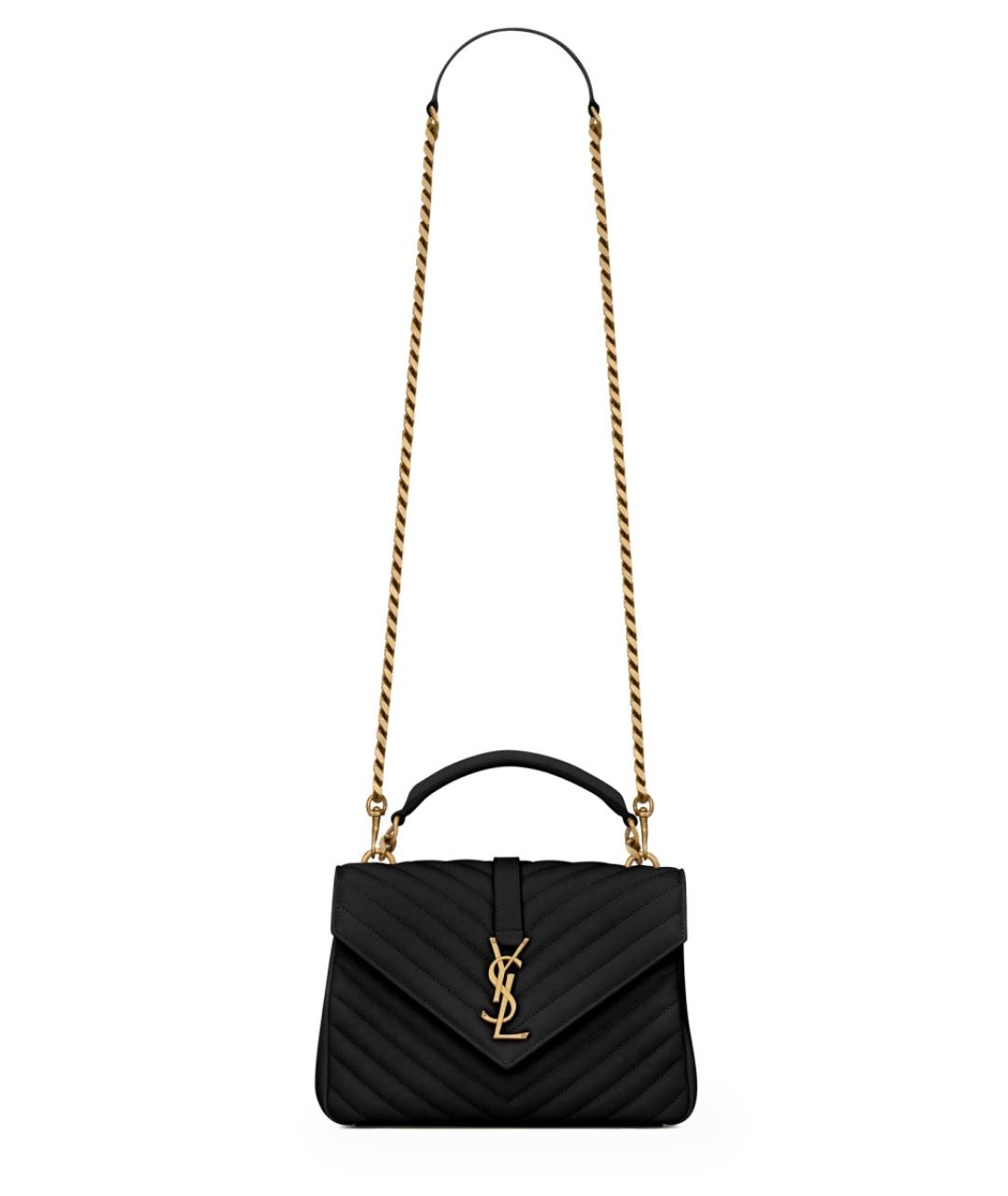 SAINT LAURENT Черная кожаная сумка через плечо, фото 2