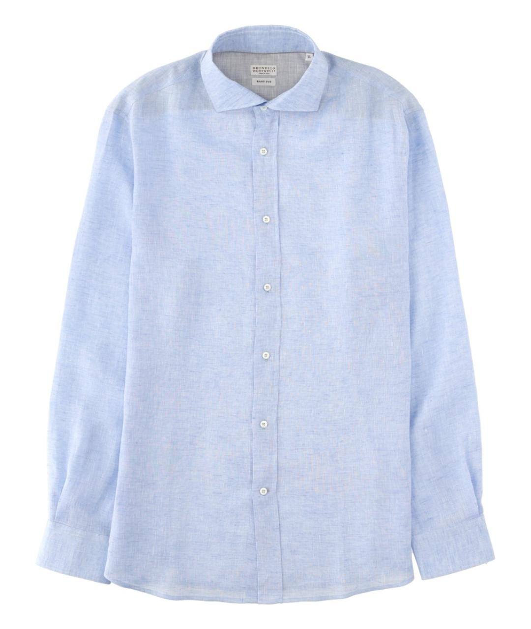 BRUNELLO CUCINELLI Голубая льняная кэжуал рубашка, фото 1