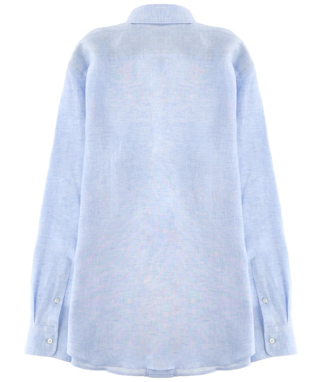 BRUNELLO CUCINELLI Голубая льняная кэжуал рубашка, фото 2
