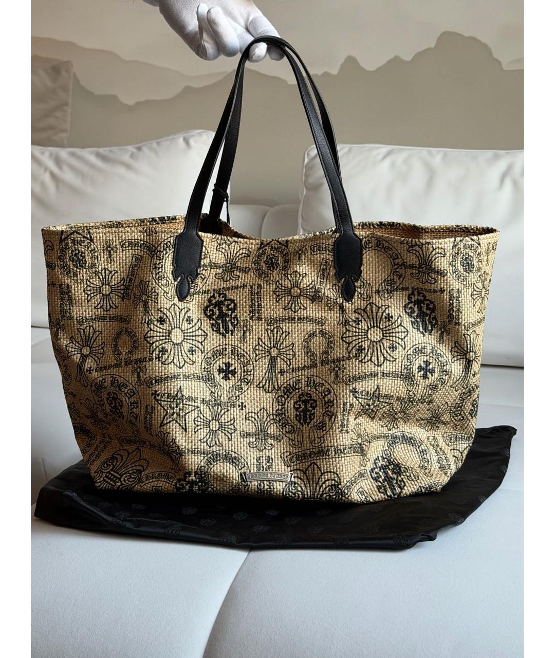 CHROME HEARTS Бежевая пелетеная пляжная сумка, фото 7