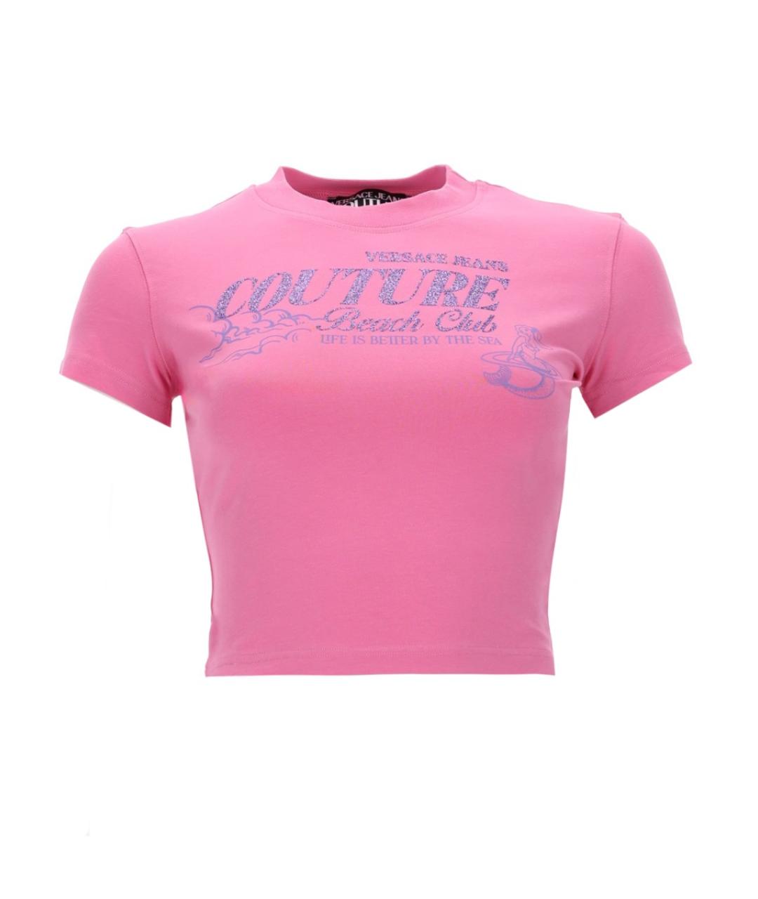 VERSACE JEANS COUTURE Розовая хлопковая футболка, фото 1