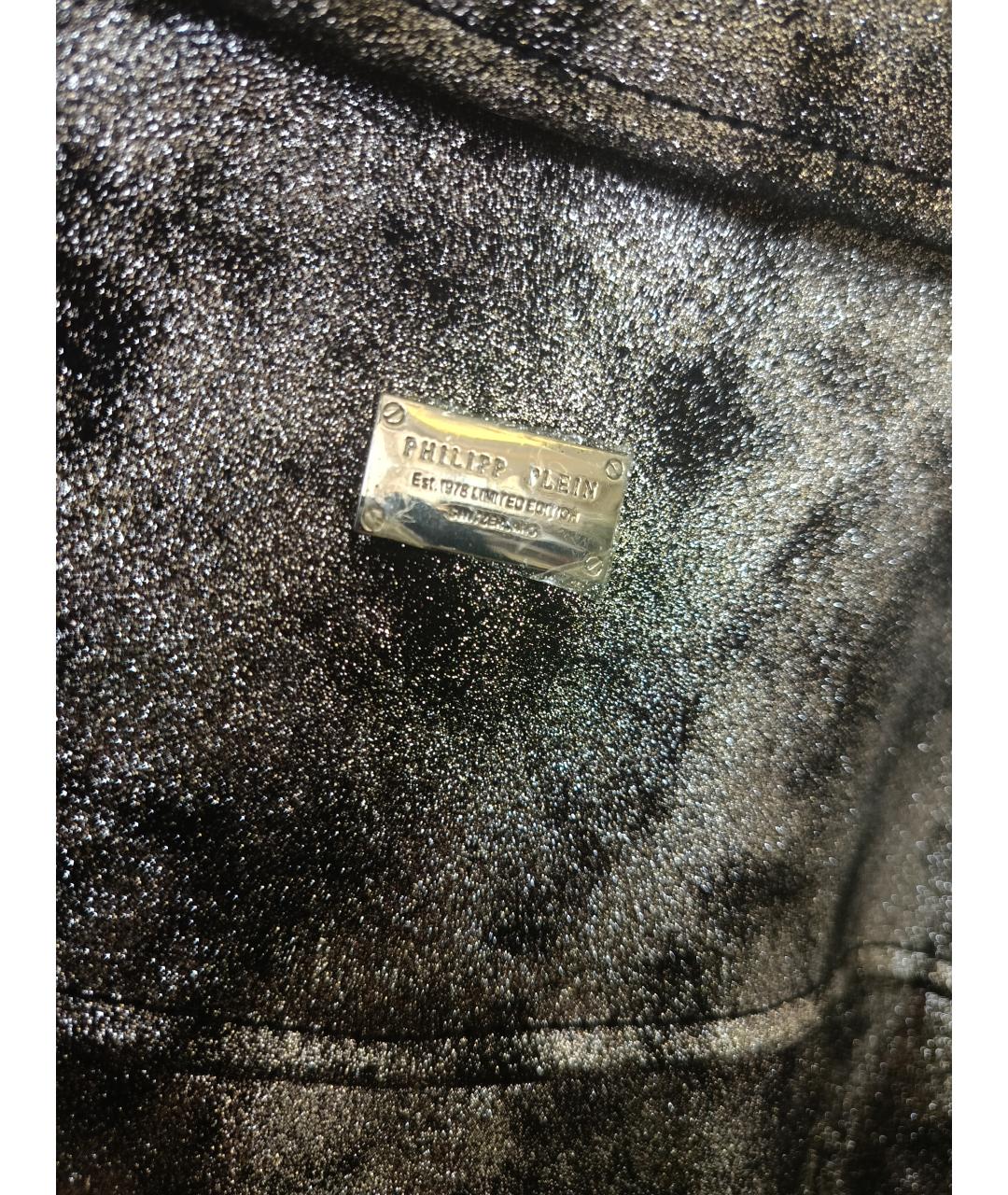 PHILIPP PLEIN Серебряная кожаная куртка, фото 5