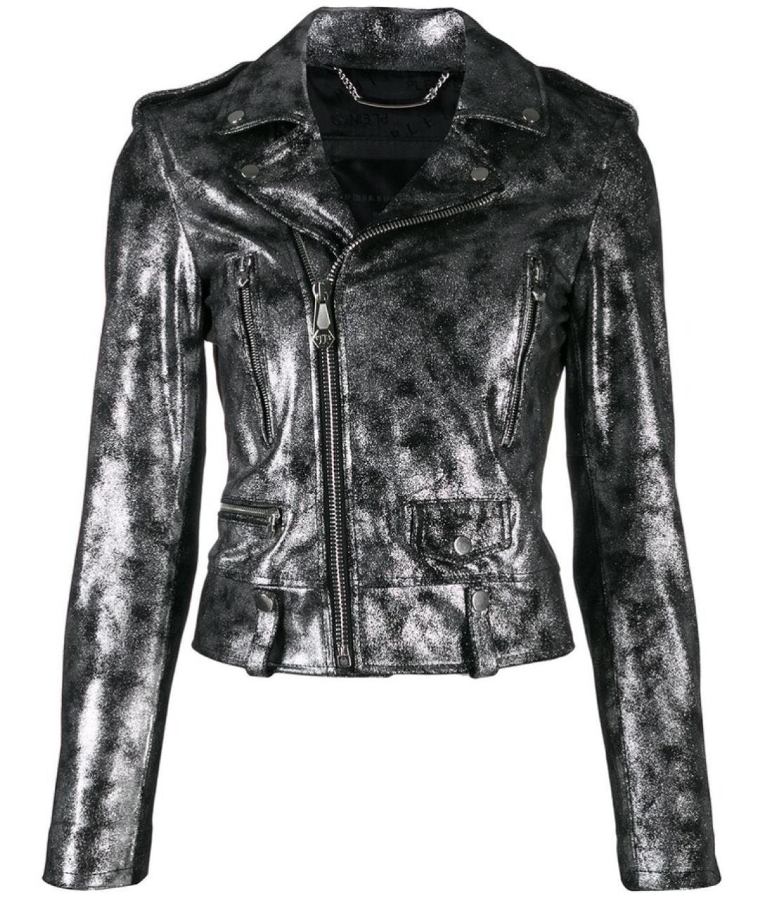 PHILIPP PLEIN Серебряная кожаная куртка, фото 8