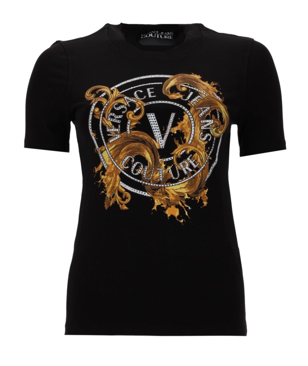 VERSACE JEANS COUTURE Черная хлопковая футболка, фото 1