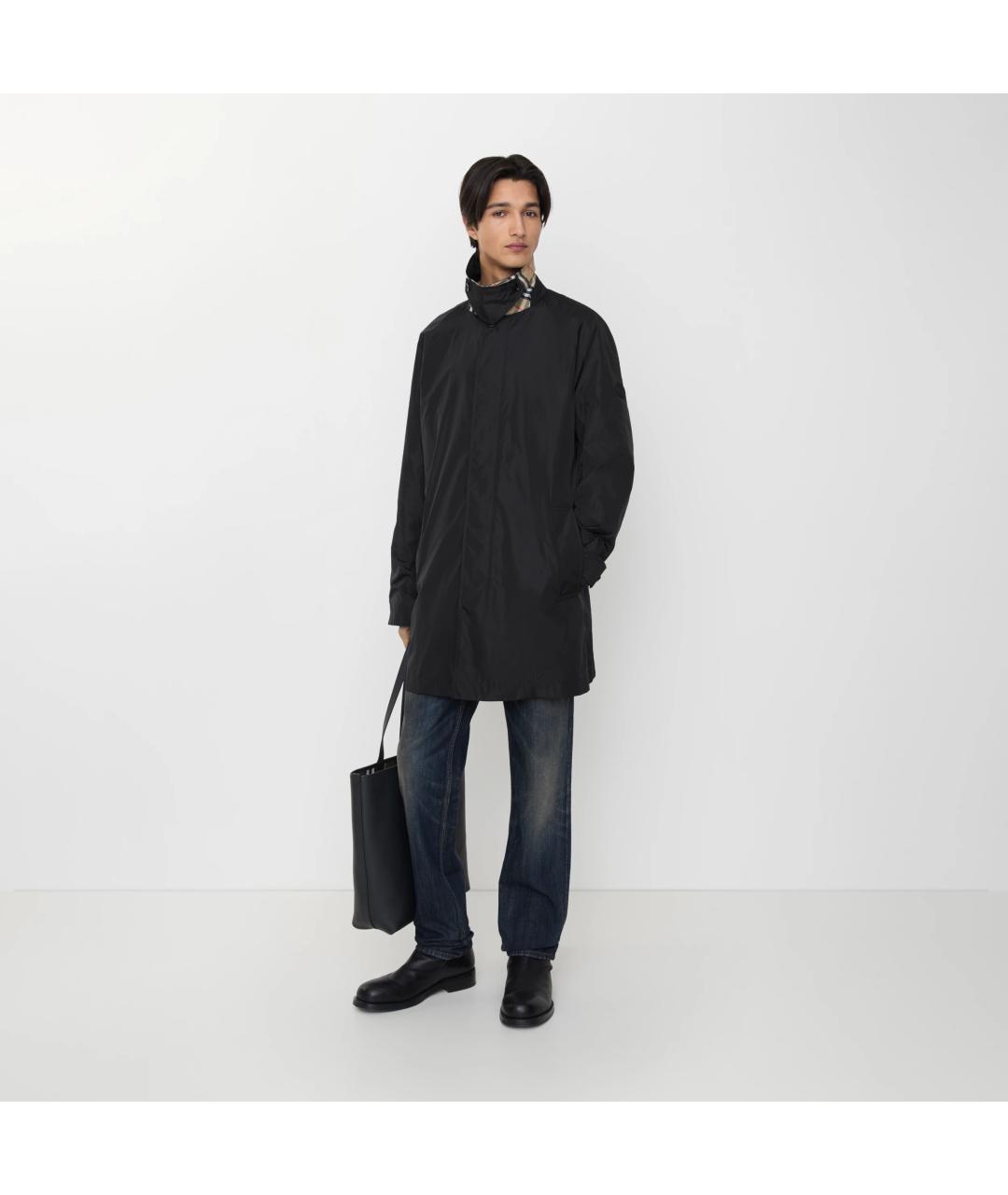 BURBERRY Черный полиамидовый тренч / плащ, фото 7