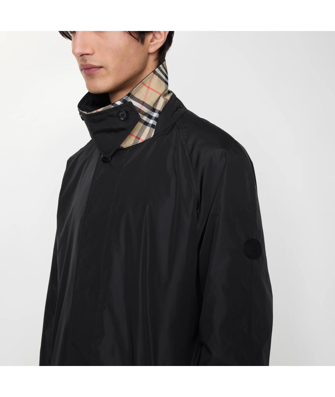 BURBERRY Черный полиамидовый тренч / плащ, фото 4