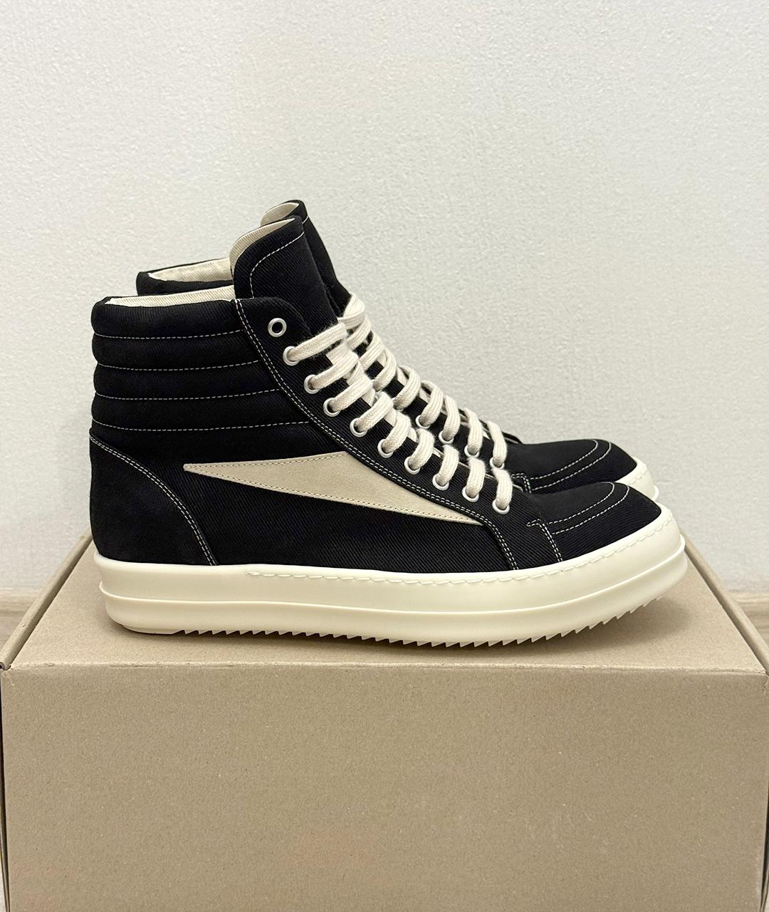 RICK OWENS Черные текстильные кеды, фото 6