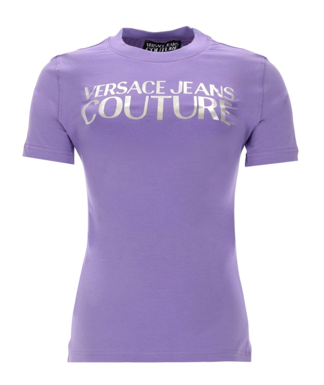 VERSACE JEANS COUTURE Фиолетовая хлопковая футболка, фото 1