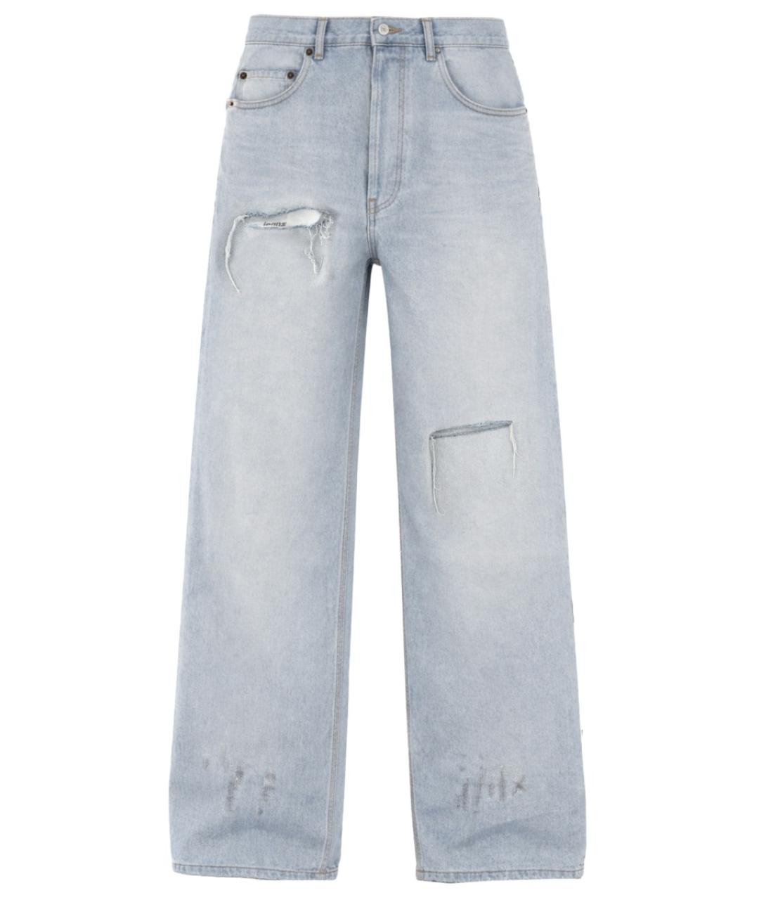 BALENCIAGA Голубые хлопковые прямые джинсы, фото 1