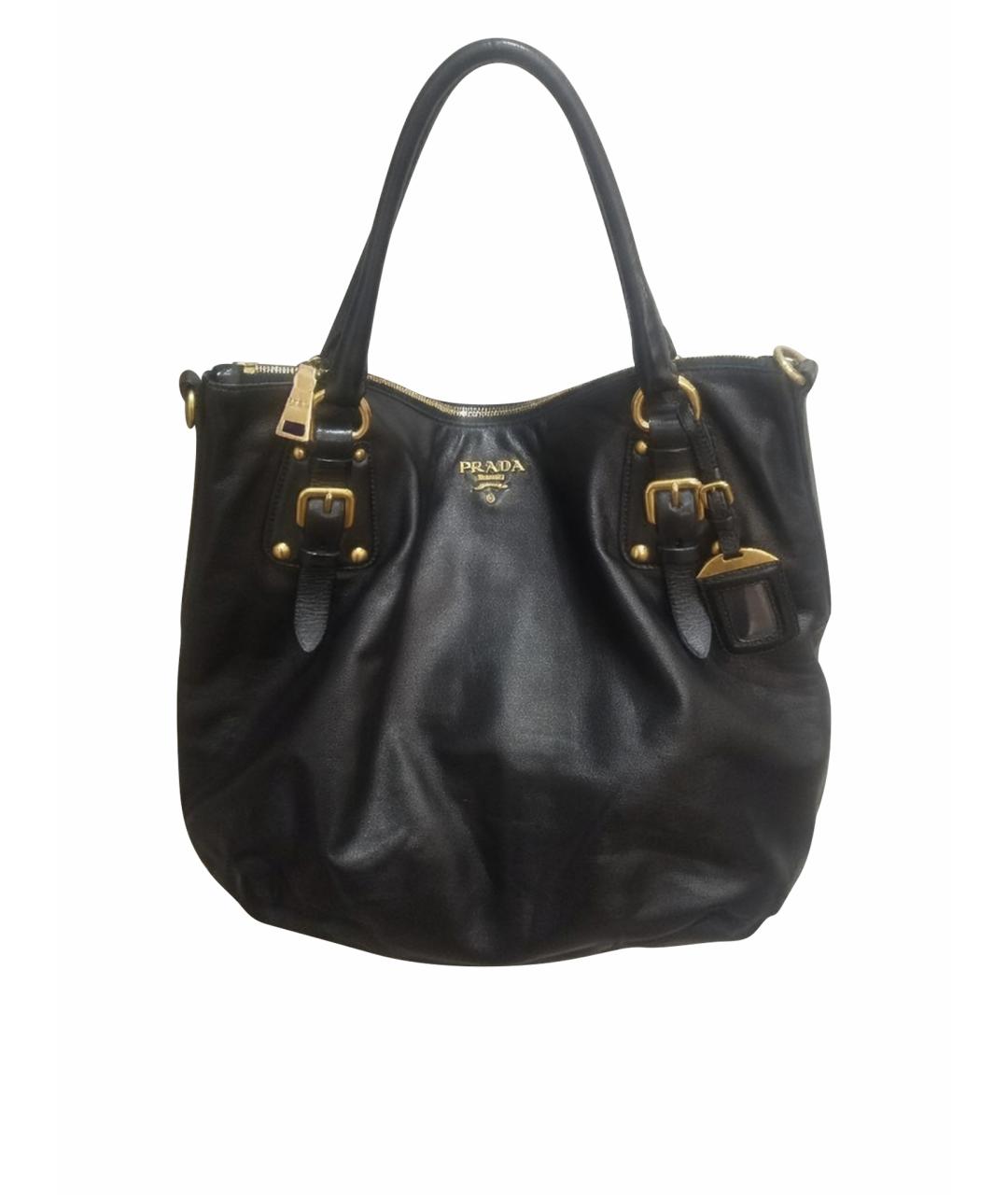 PRADA Черная кожаная сумка через плечо, фото 1